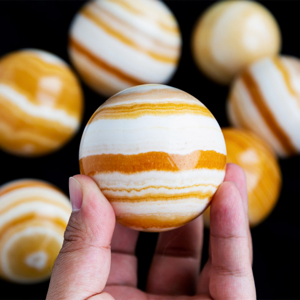 Reikistal Banding Orange Calcite Sphere