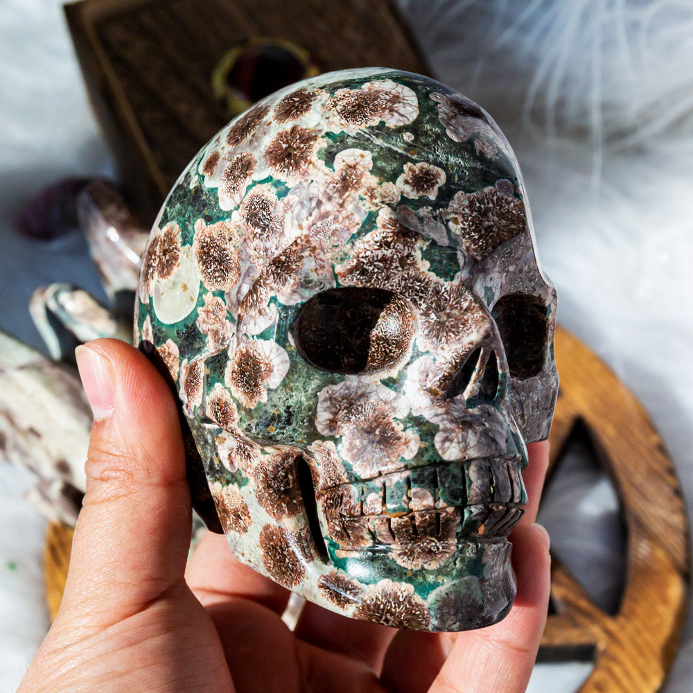 Flower cheapest Agate skull