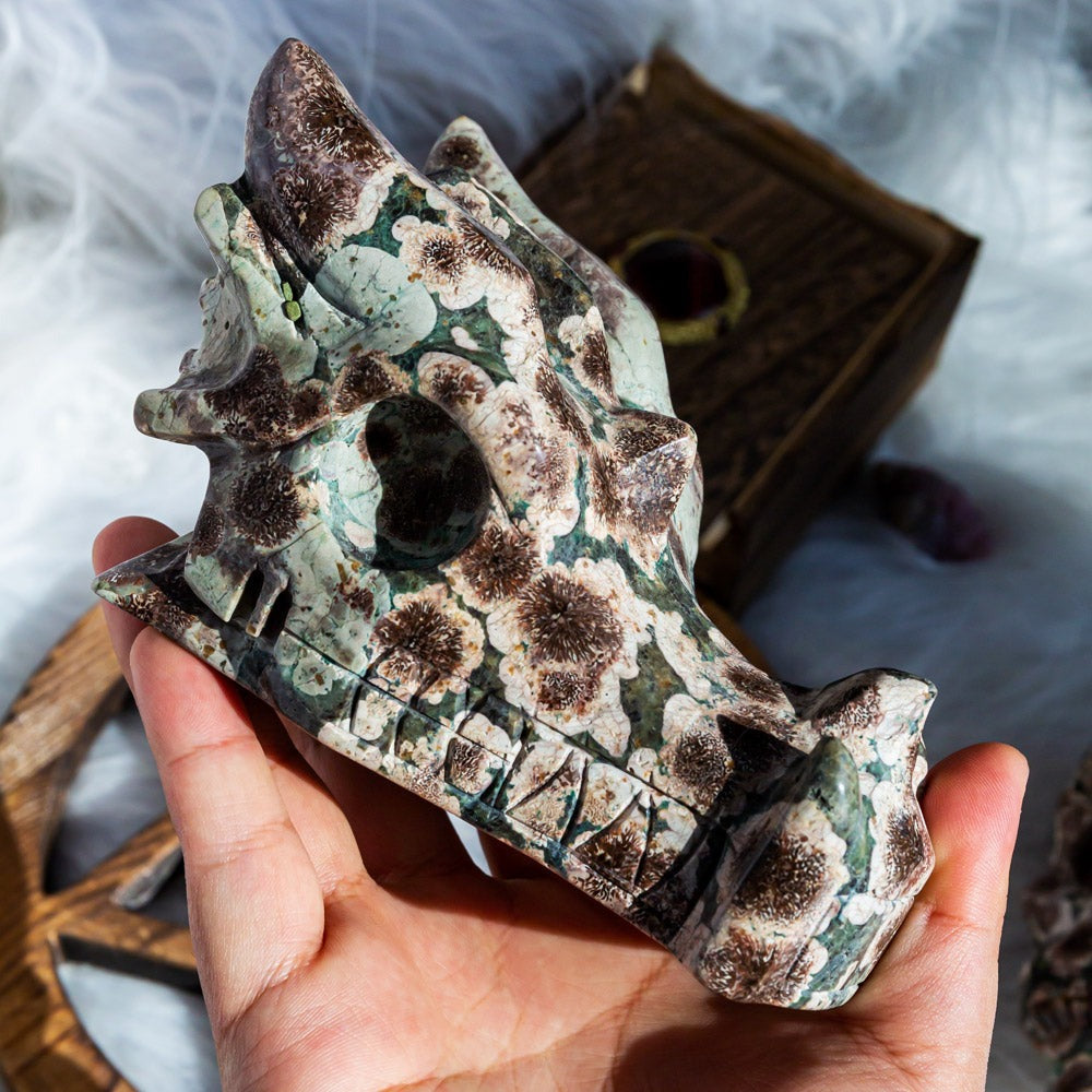 Reikistal Russian Flower Agate Dragon Head