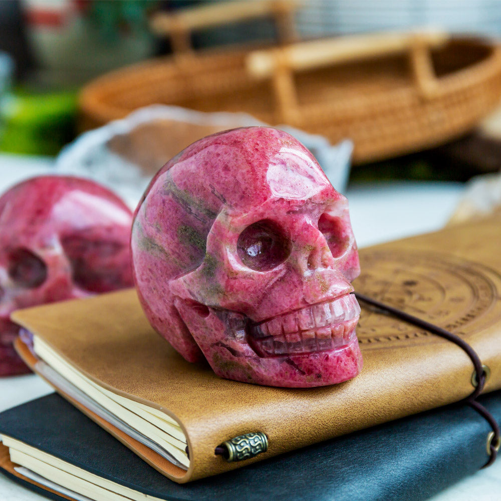 Reikistal Rhodonite Skull