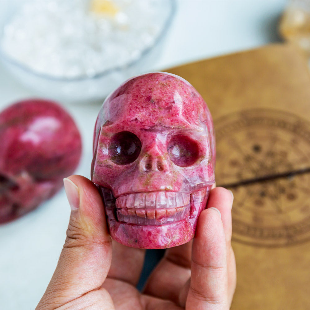 Reikistal Rhodonite Skull