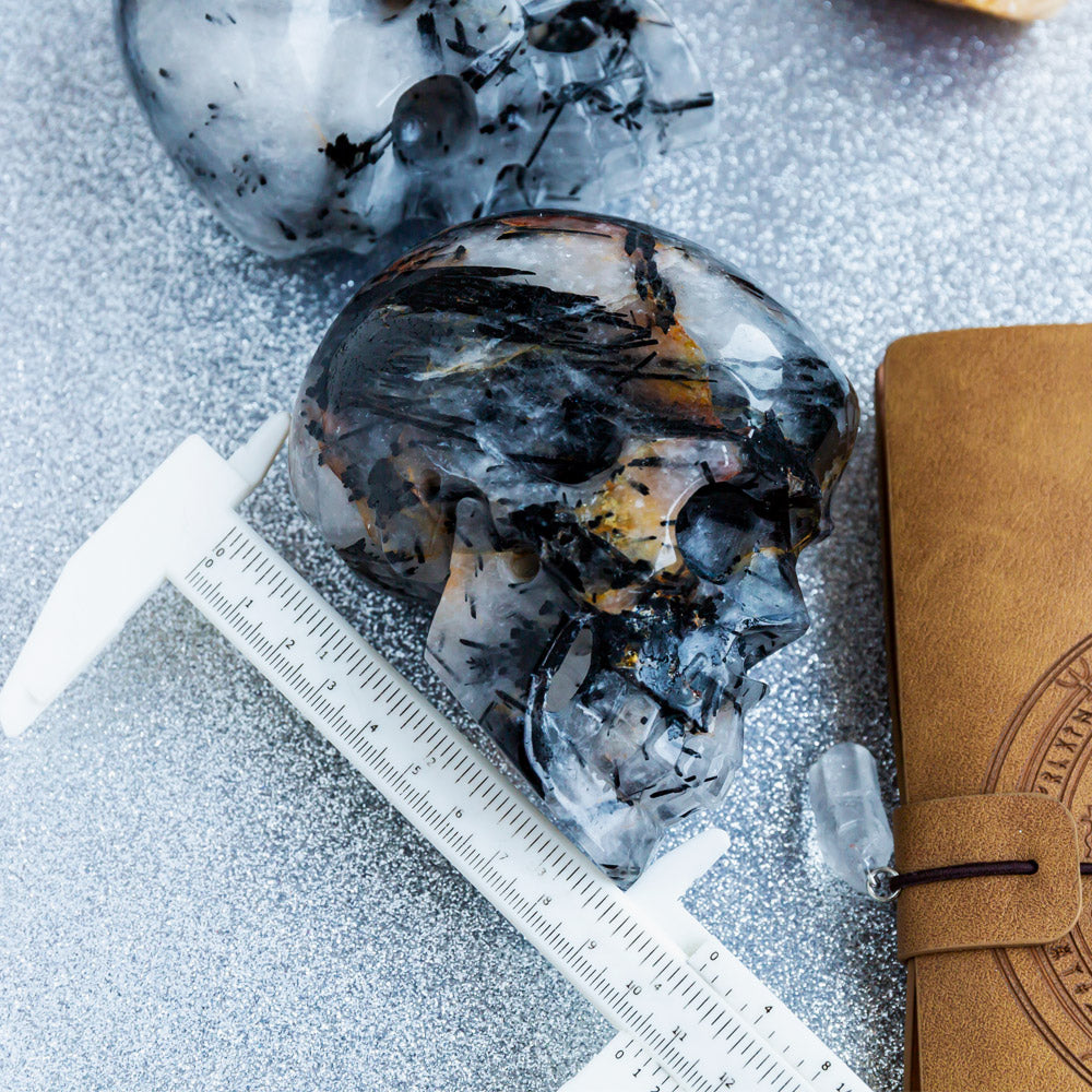 Reikistal Black Tourmaline In Clear Quartz Skull