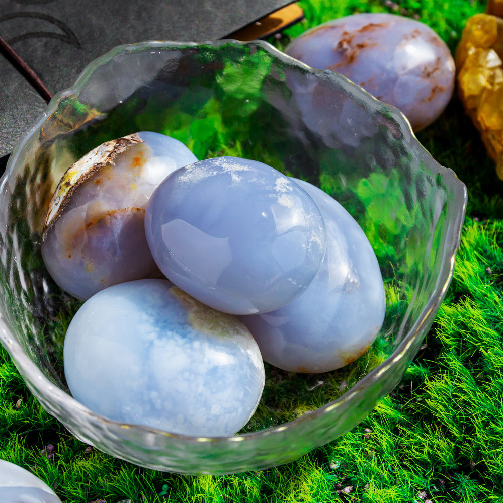 Reikistal Blue Chalcedony Palm Stone