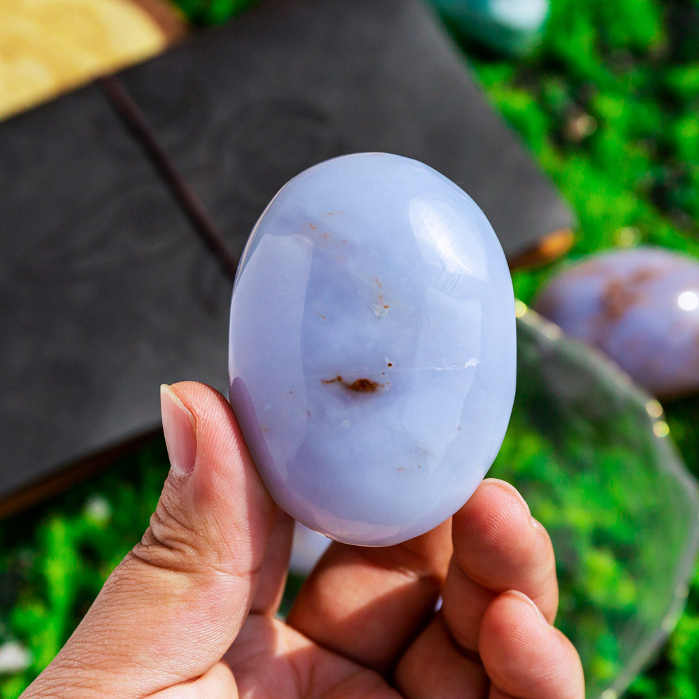 Reikistal Blue Chalcedony Palm Stone