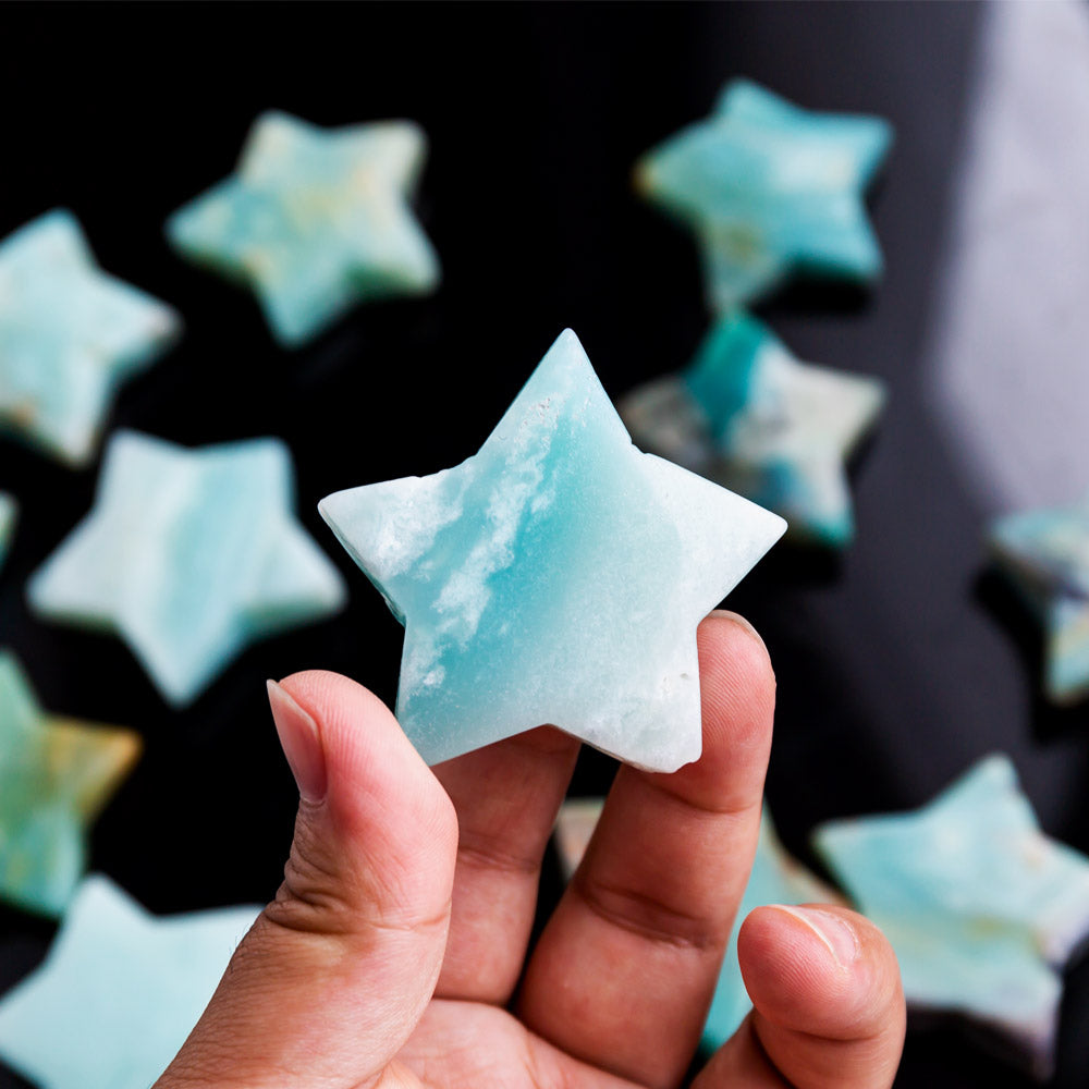Reikistal Blue Sky Opal Pentagram Star
