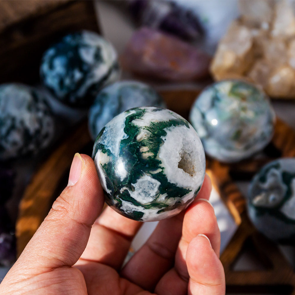 Reikistal Moss Agate Sphere