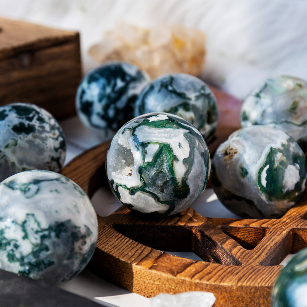 Reikistal Moss Agate Sphere