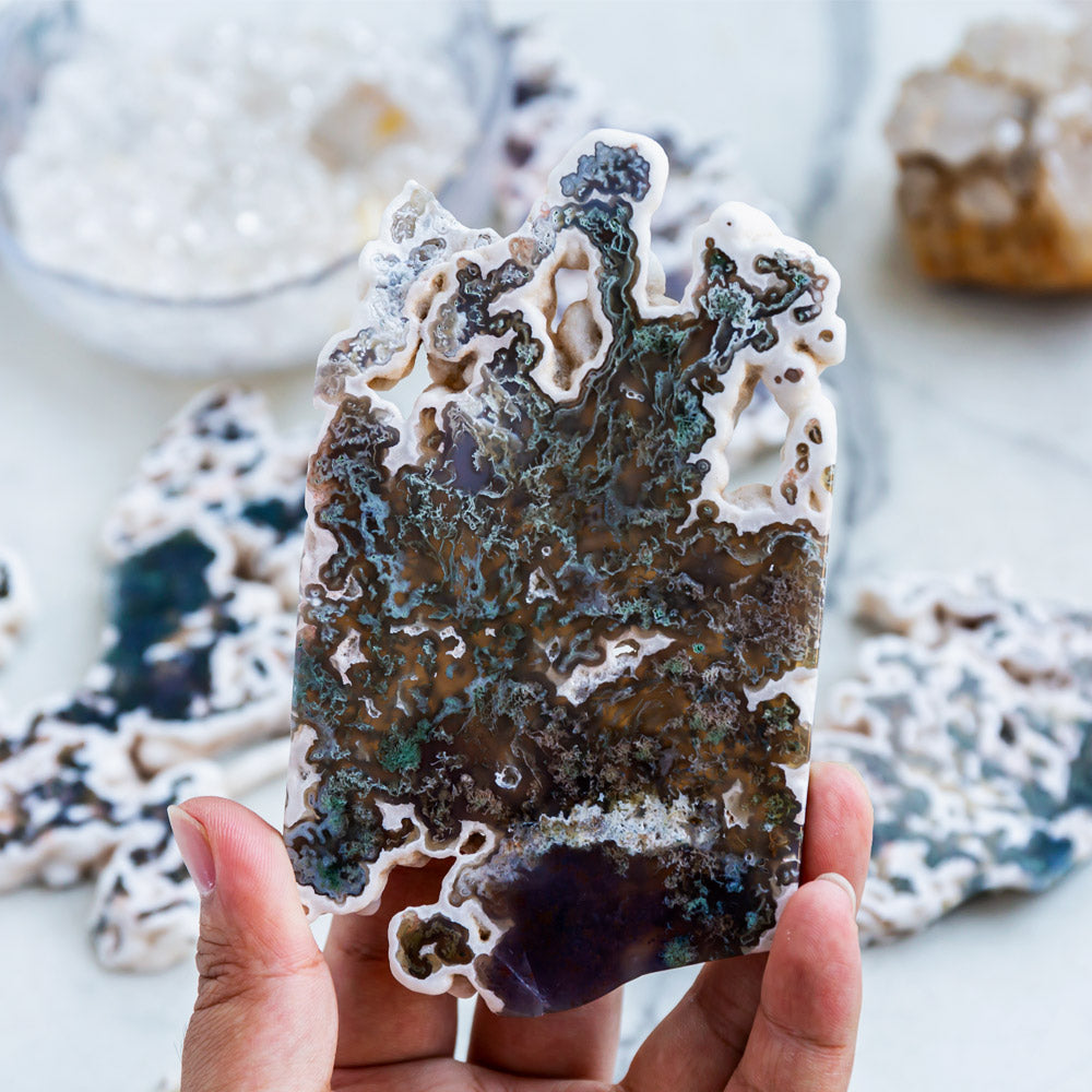 Reikistal Moss Agate Raw Slab