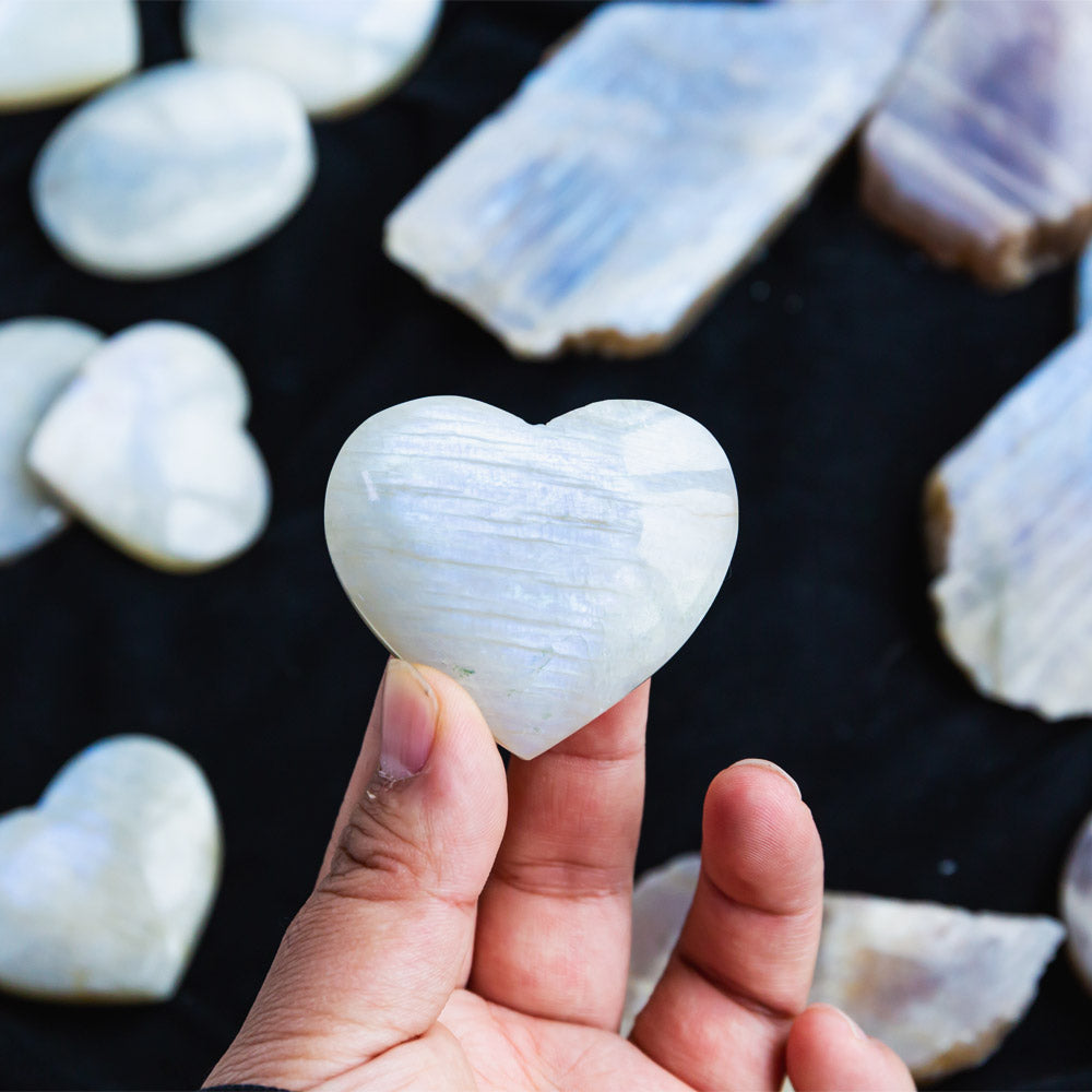 Reikistal White Moonstone Heart