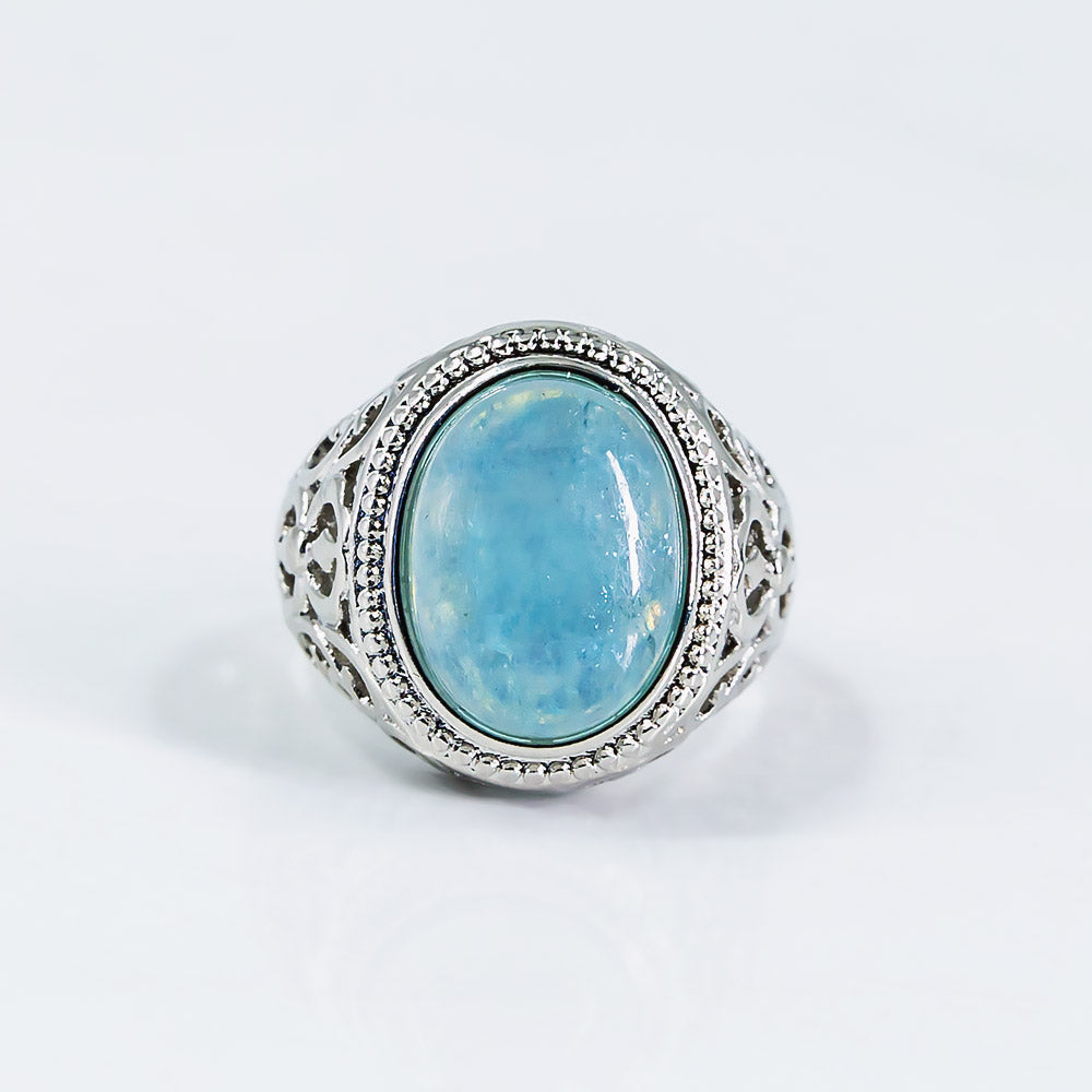 Reikistal Round Aquamarine Ring