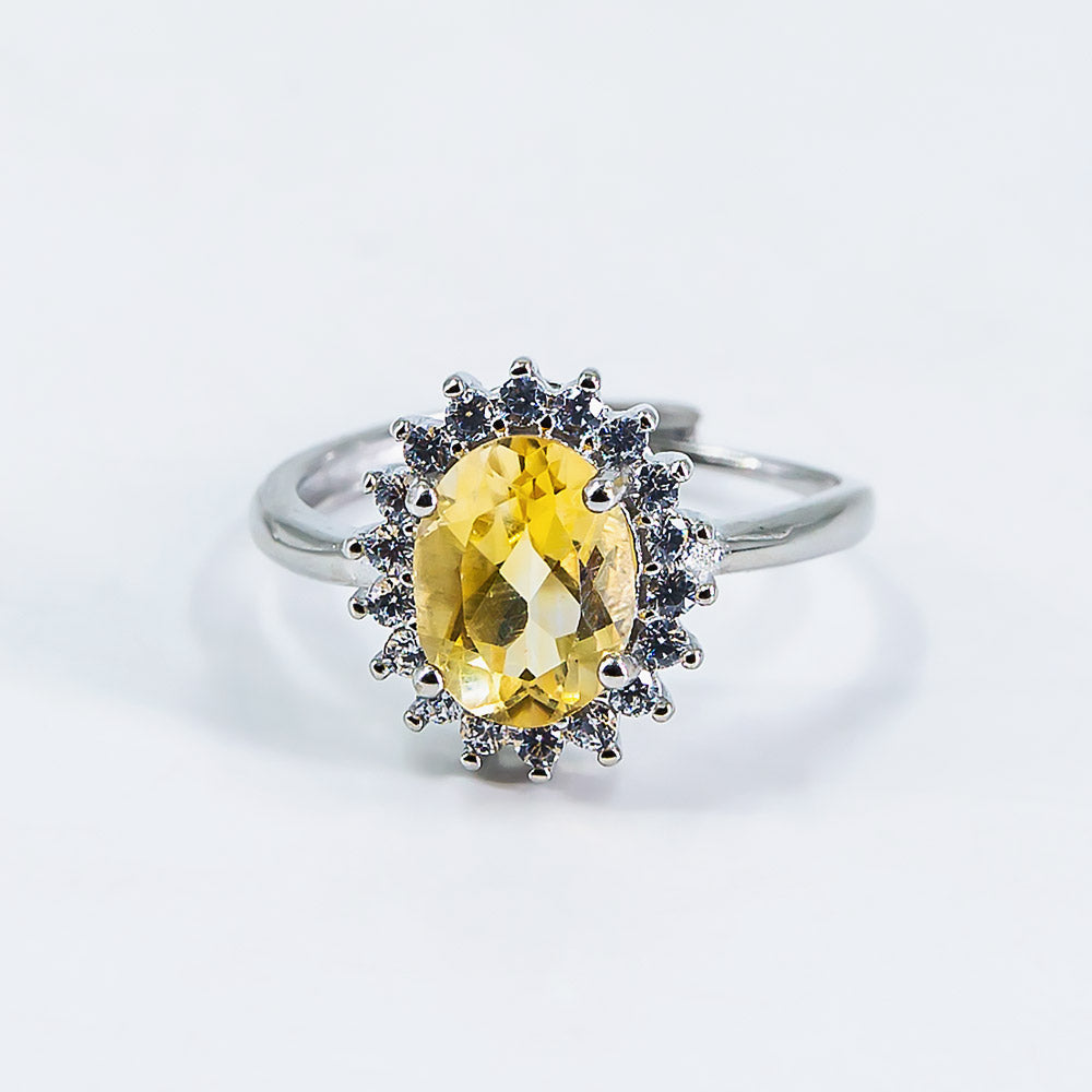 Reikistal Round Tea Yellow Crystal Ring