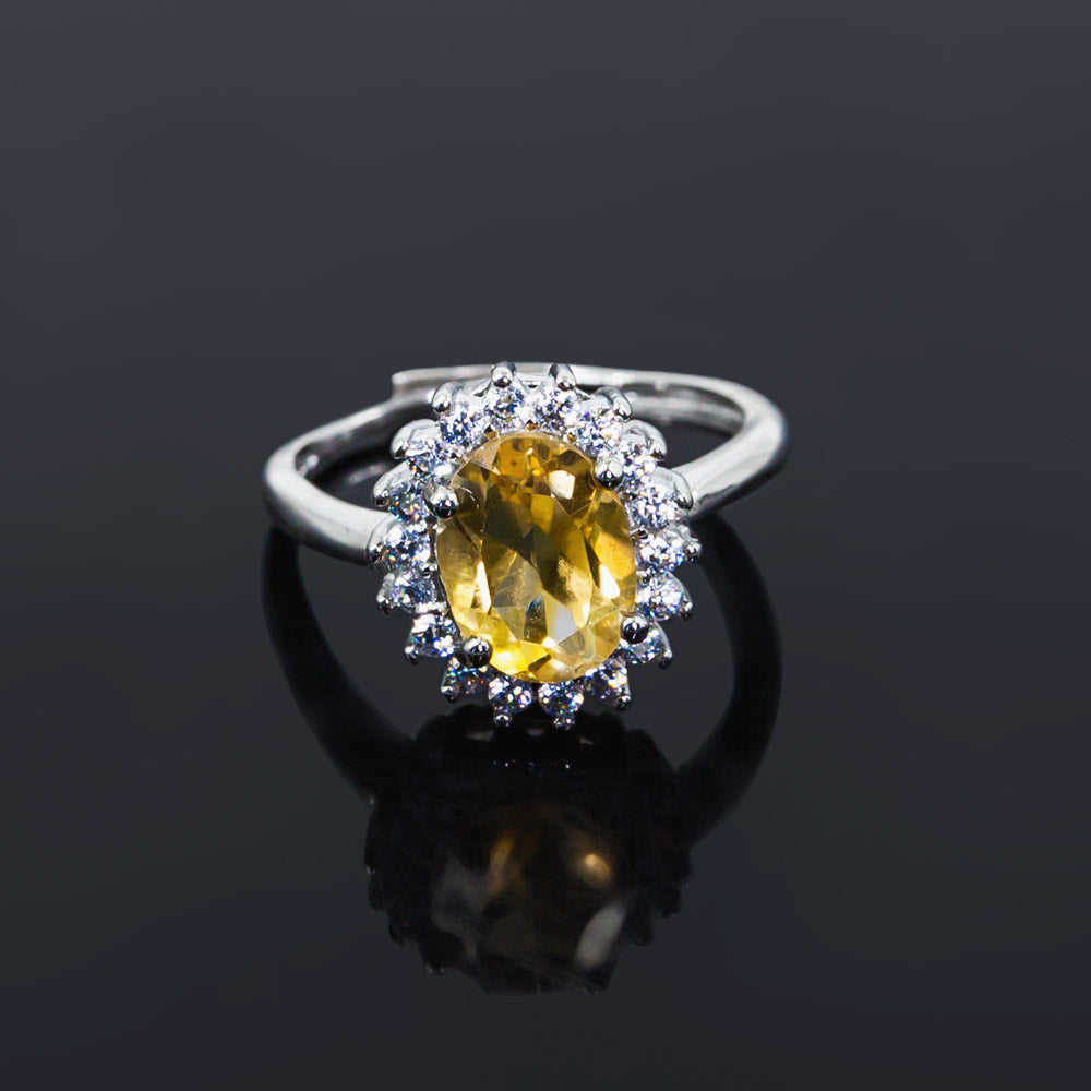 Reikistal Round Tea Yellow Crystal Ring