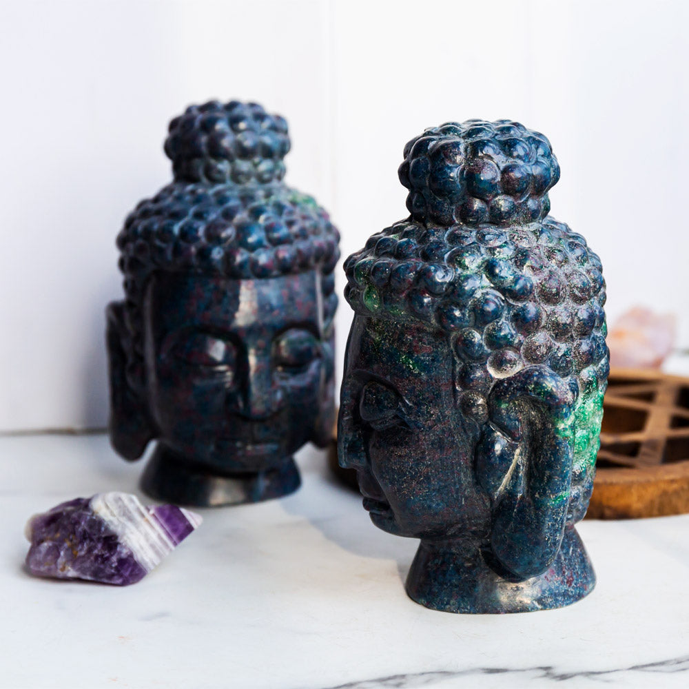 Reikistal Ruby In Kynite Budda Head