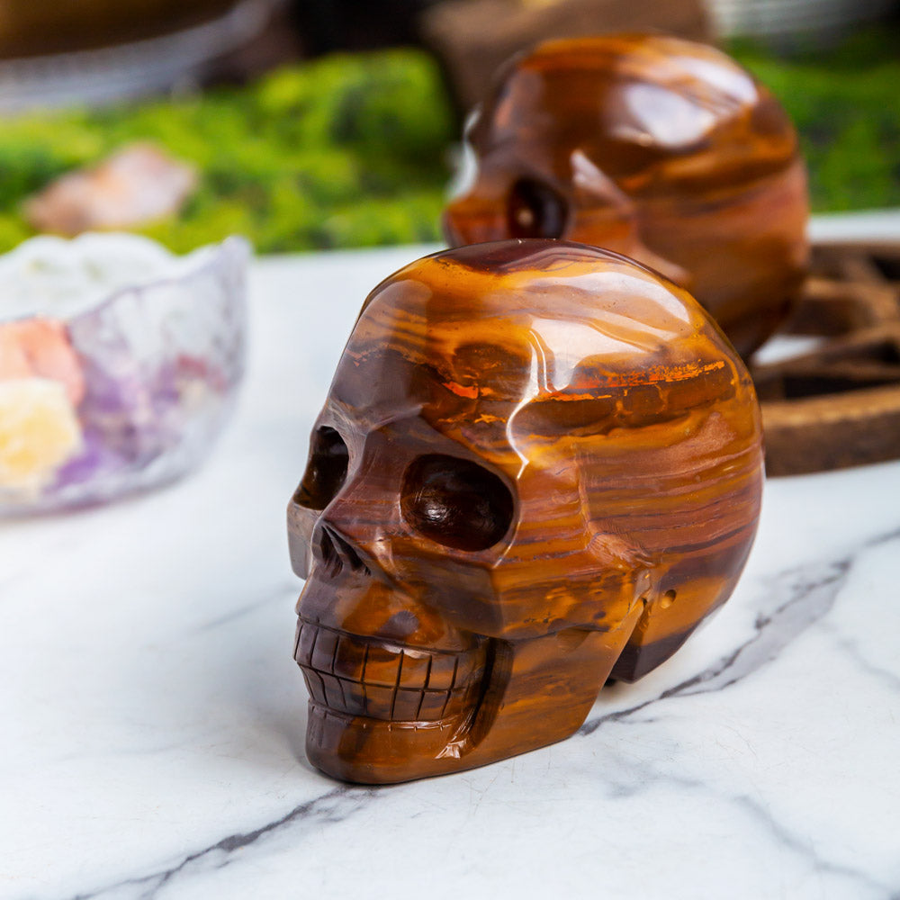 Reikistal Red Tigers Eye Skull