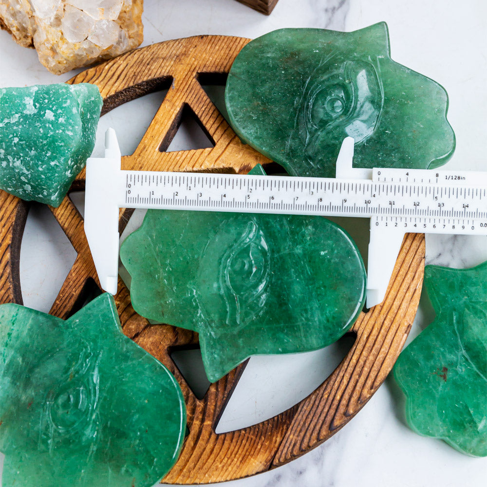 Reikistal Green Strawberry Quartz Hamsa Hand