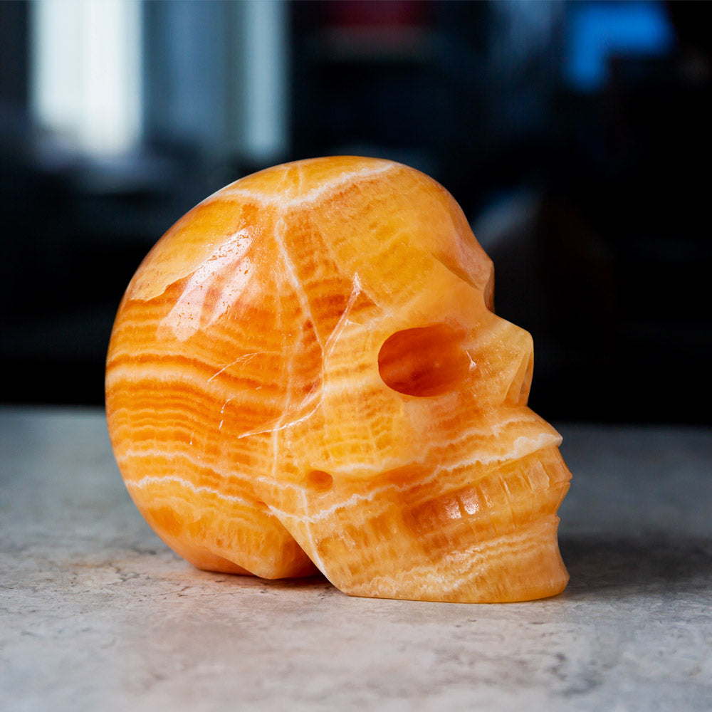 Reikistal Orange Calcite Skull