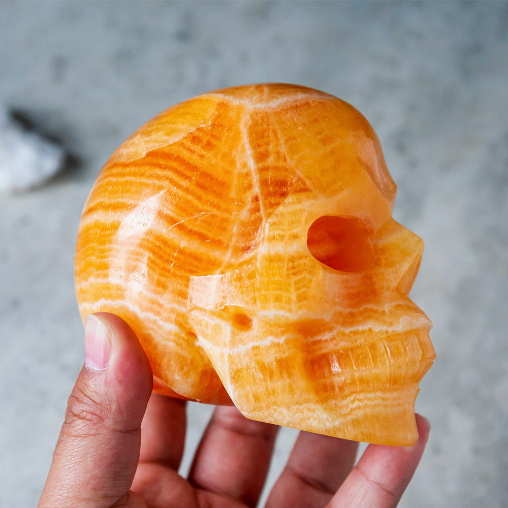 Reikistal Orange Calcite Skull