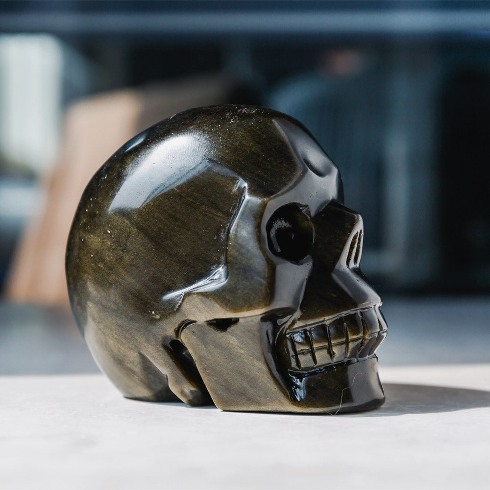 Reikistal Golden Sheen Obsidian Skull