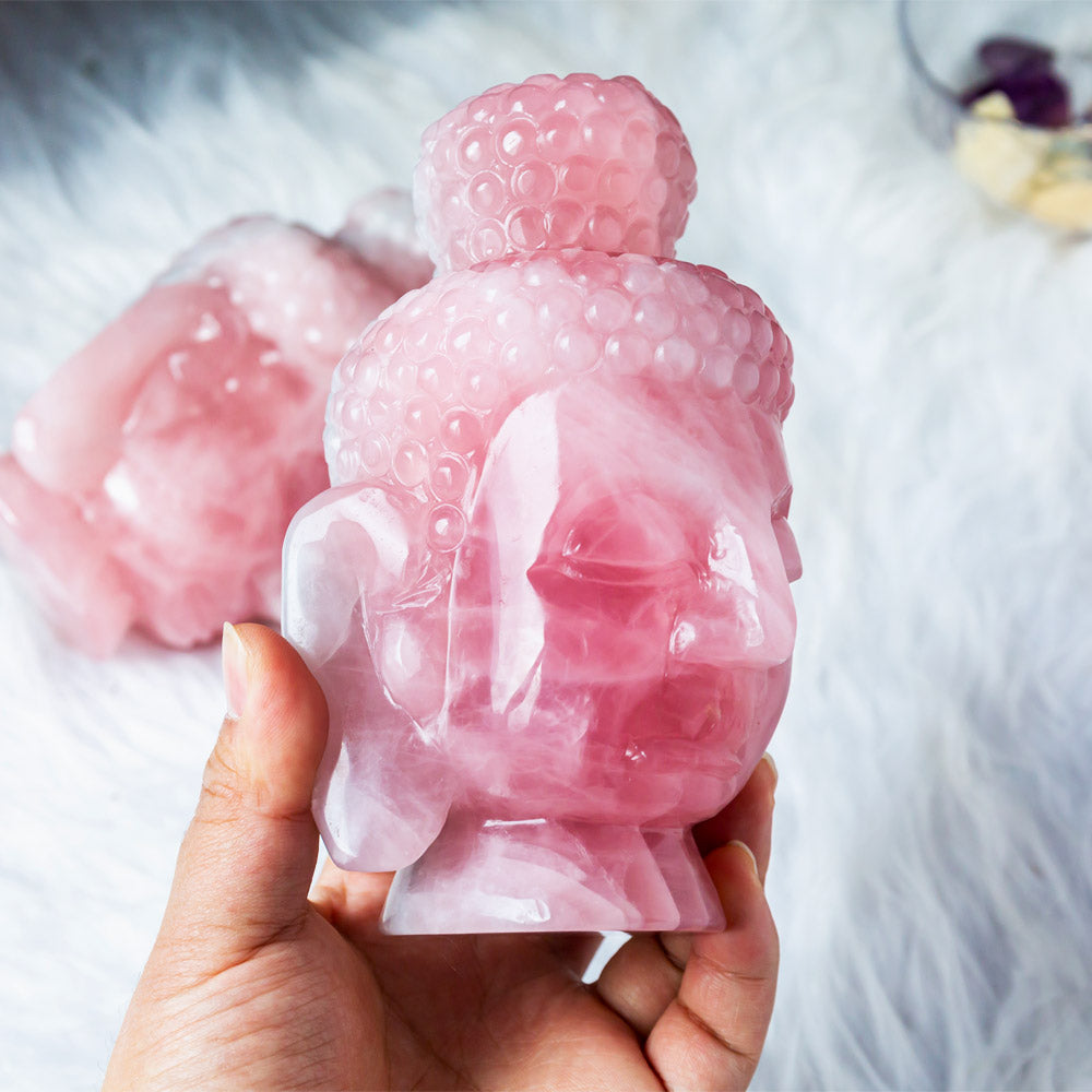 Reikistal Large Rose Quartz Buddha Head