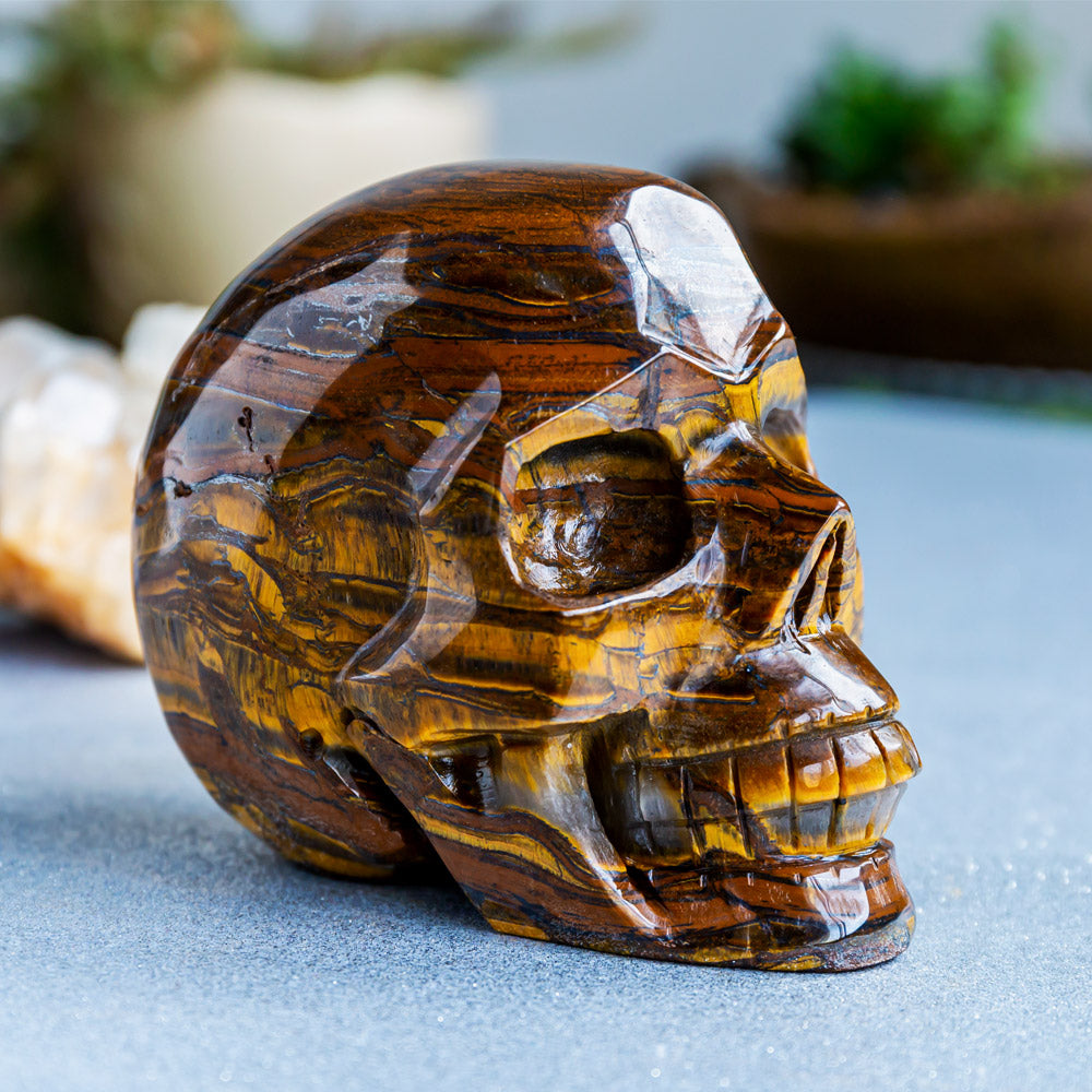 Reikistal Yellow Tigers Eye Skull