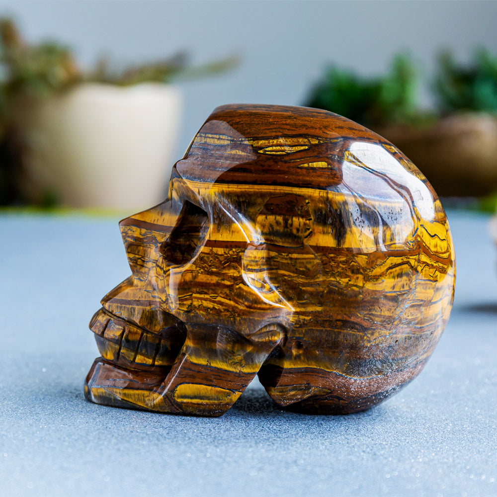 Reikistal Yellow Tigers Eye Skull