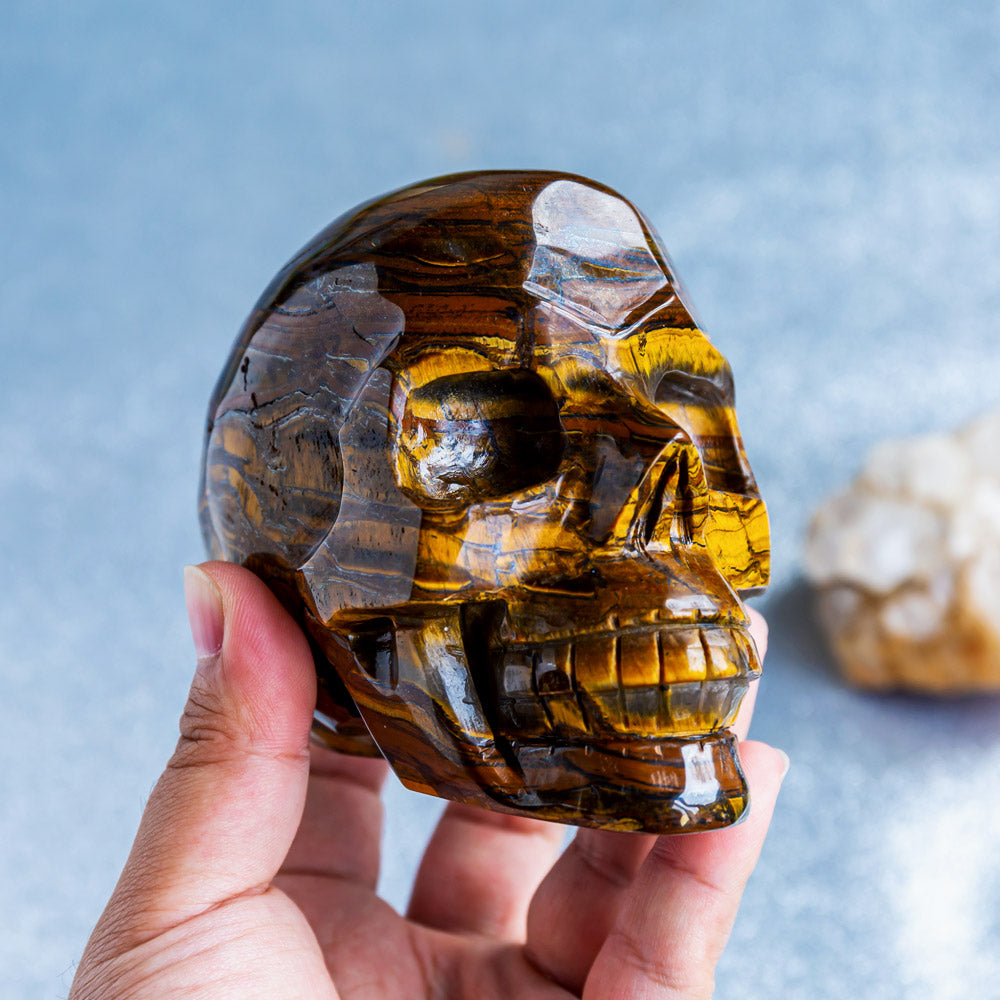 Reikistal Yellow Tigers Eye Skull