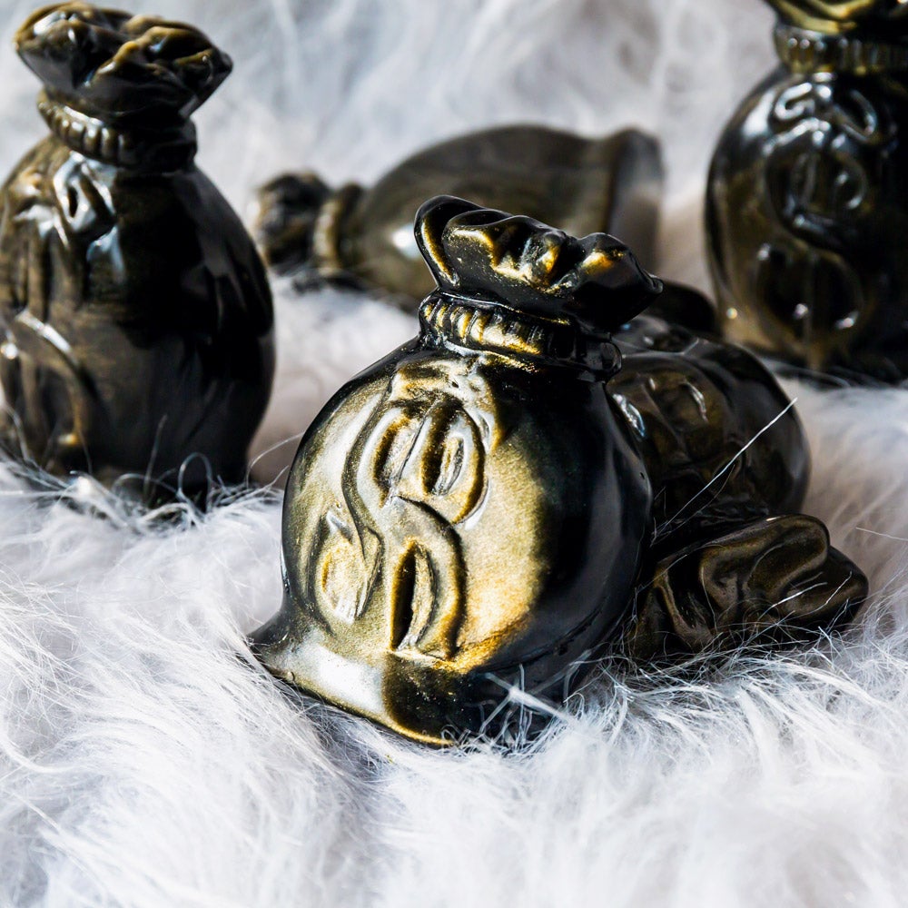 Reikistal Golden Sheen Obsidian Money Bag