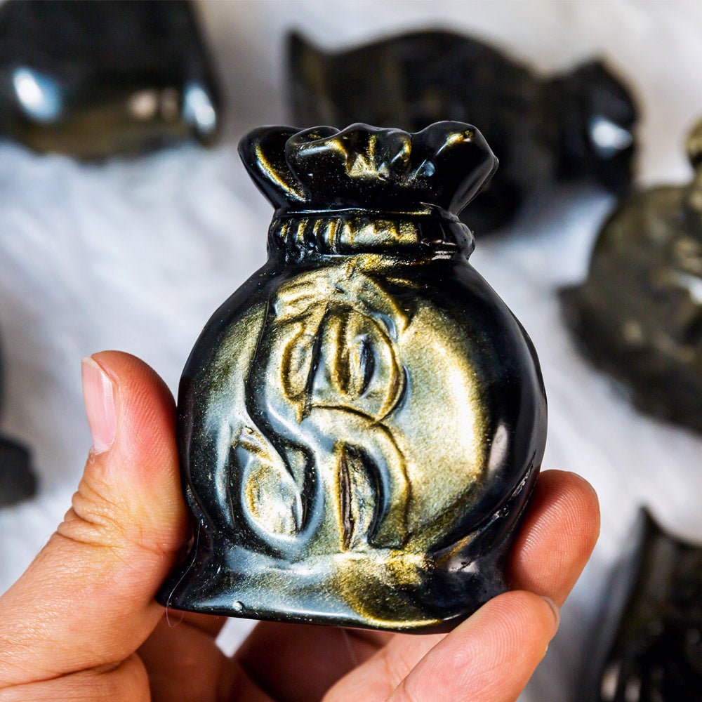 Reikistal Golden Sheen Obsidian Money Bag