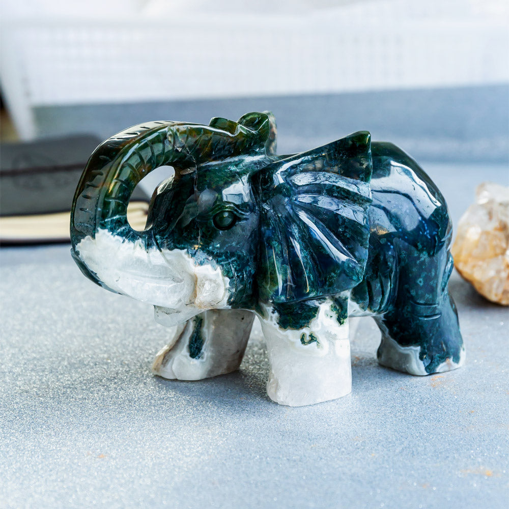 Reikistal Moss Agate Elephant