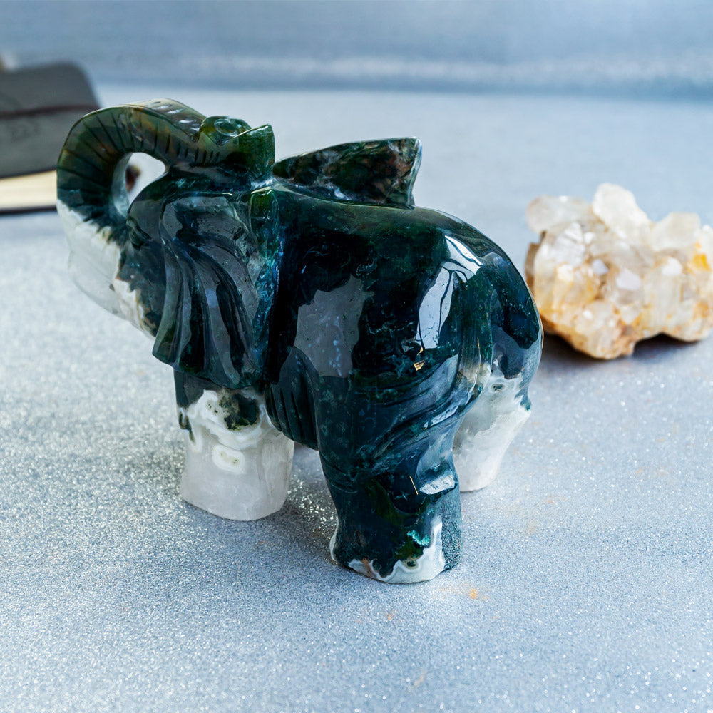 Reikistal Moss Agate Elephant