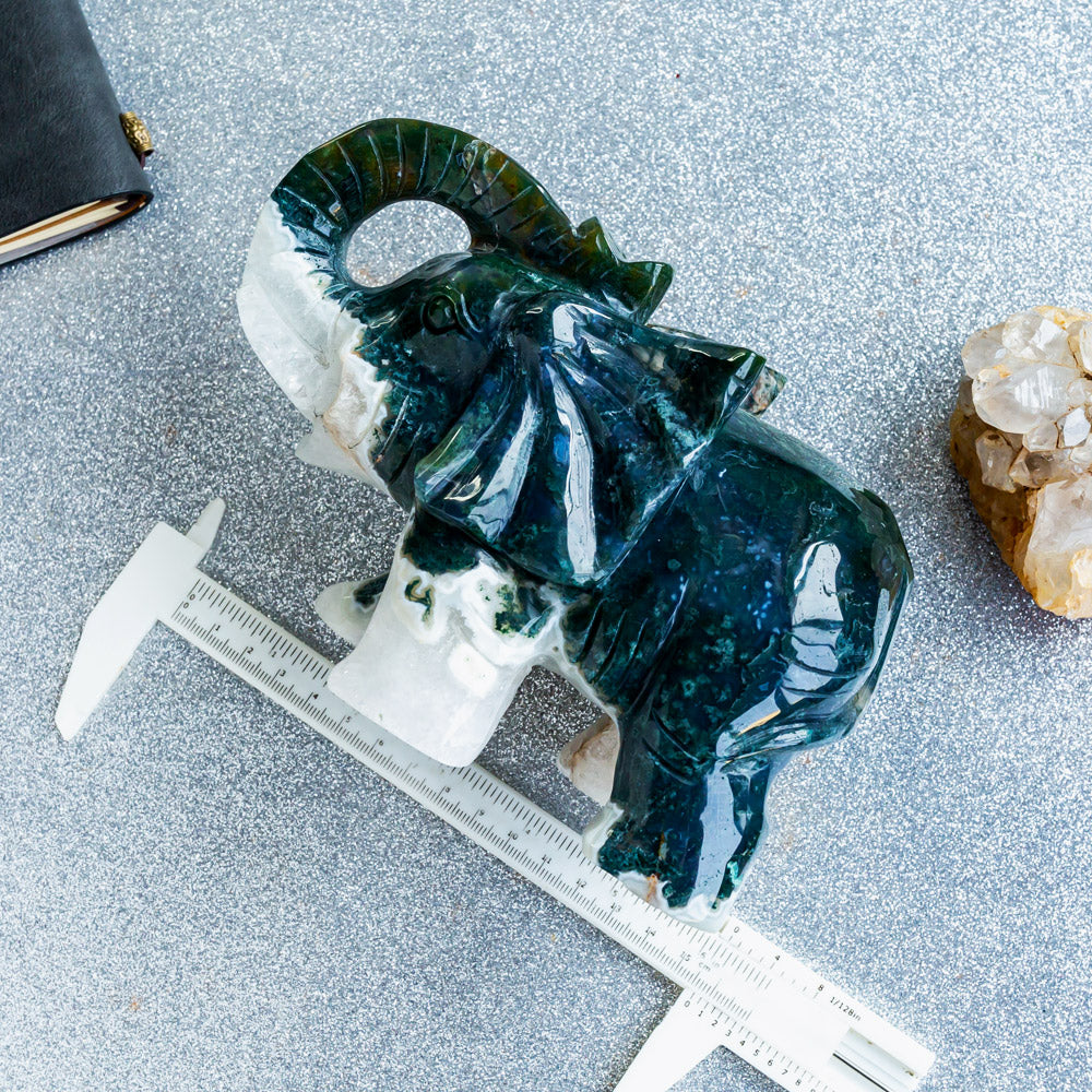 Reikistal Moss Agate Elephant