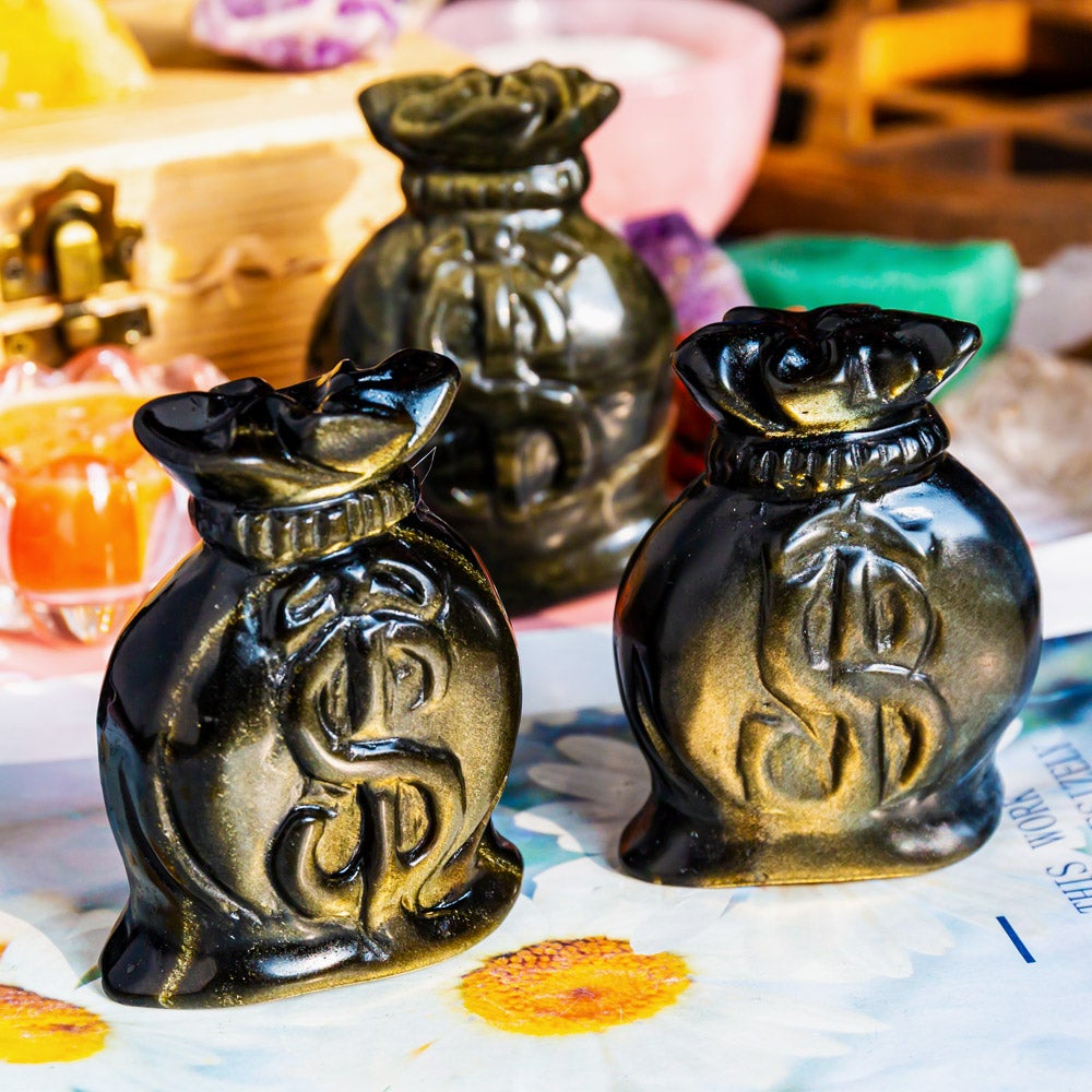 Reikistal Golden Sheen Obsidian Money Bag