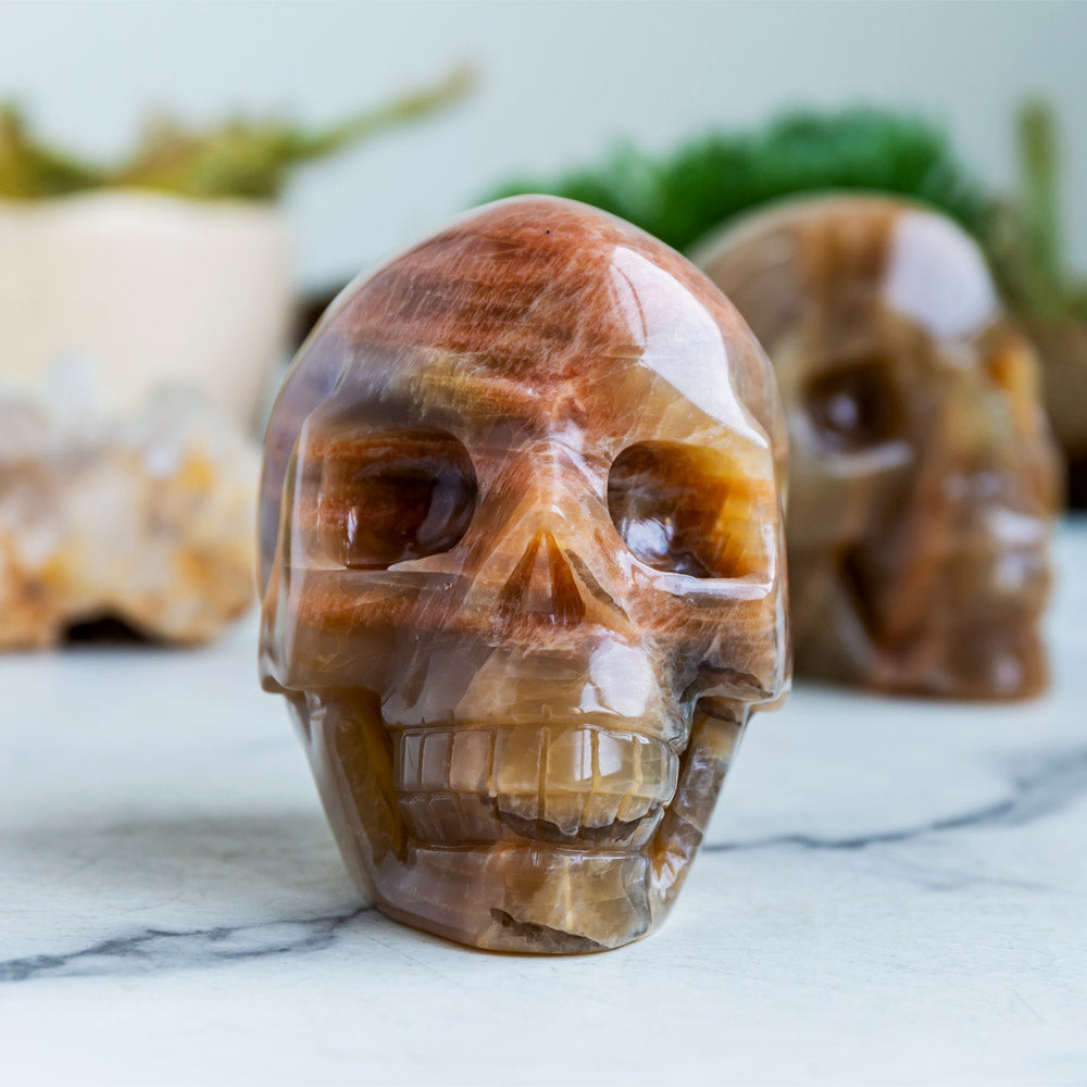 Reikistal Peach Moonstone Skull