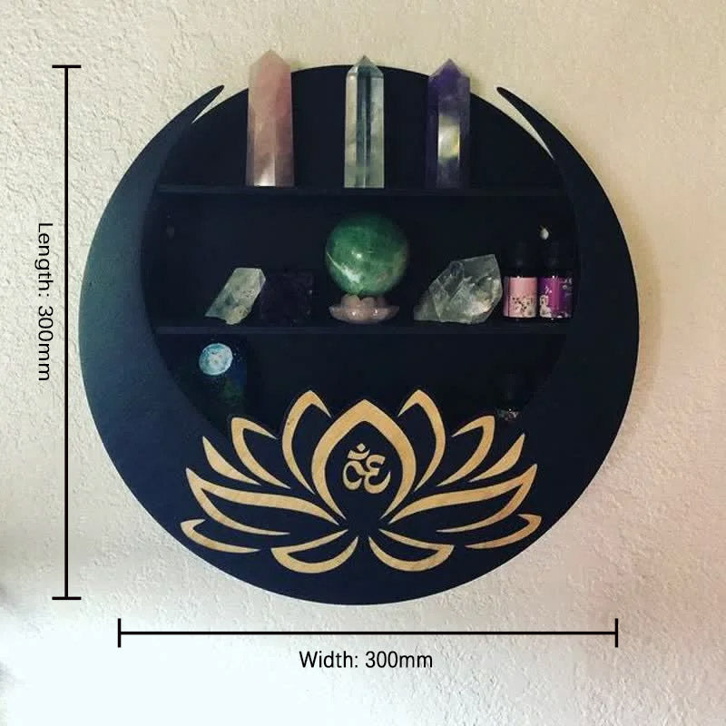 Reikistal Round Crescent Moon Lotus Crystal Shelf