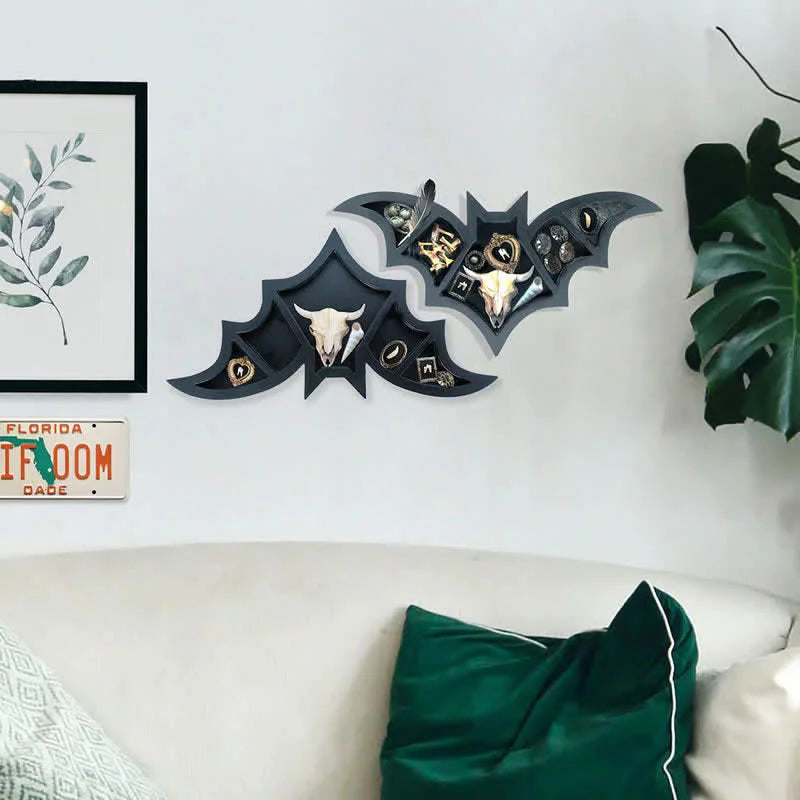 Reikistal Bat Shaped Wooden Crystal Shelf