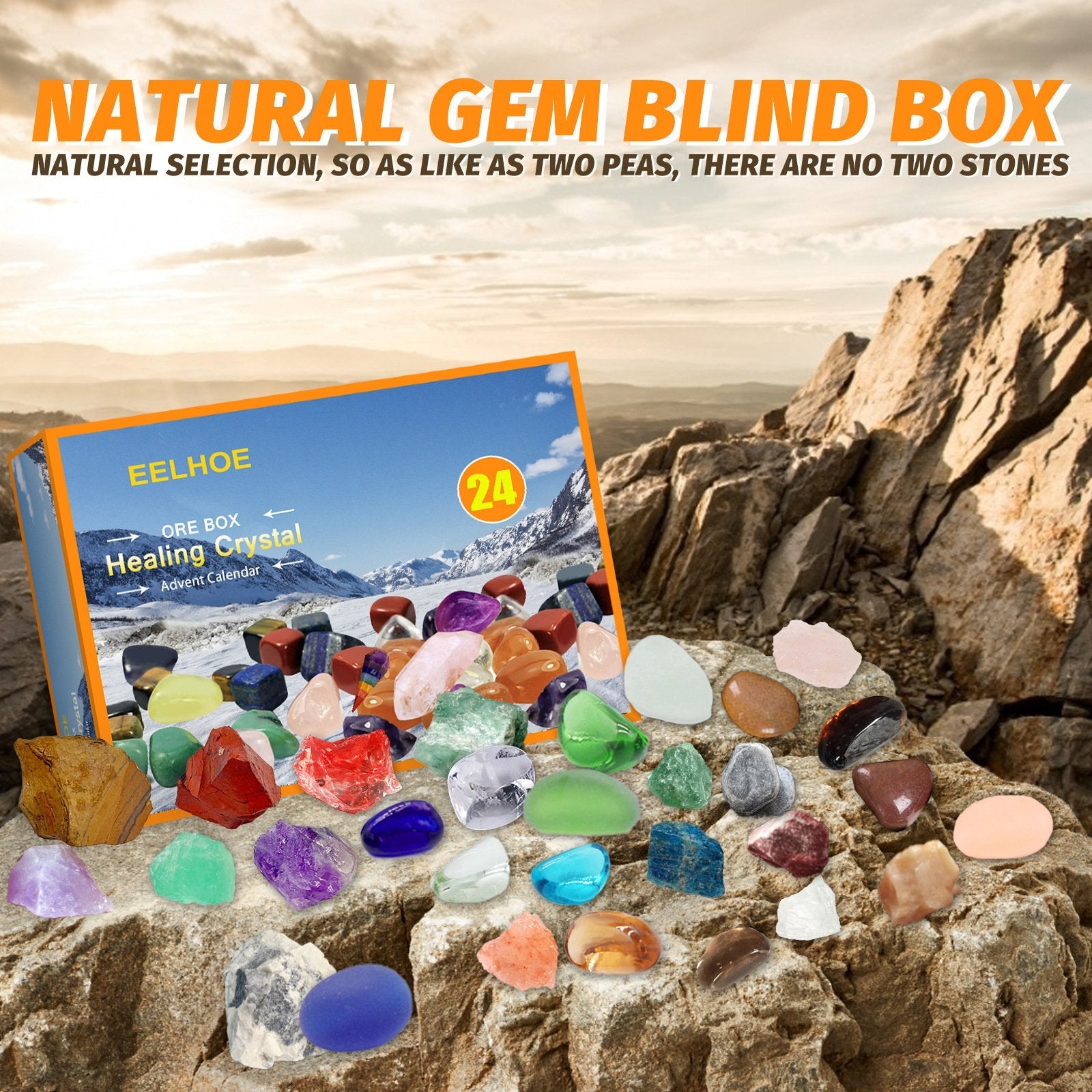 Reikistal 【24 pces ore】 Mystery Crystal Lucky Box