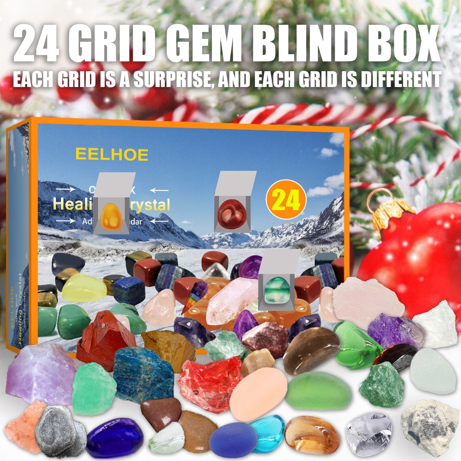 Reikistal 【24 pces ore】 Mystery Crystal Lucky Box