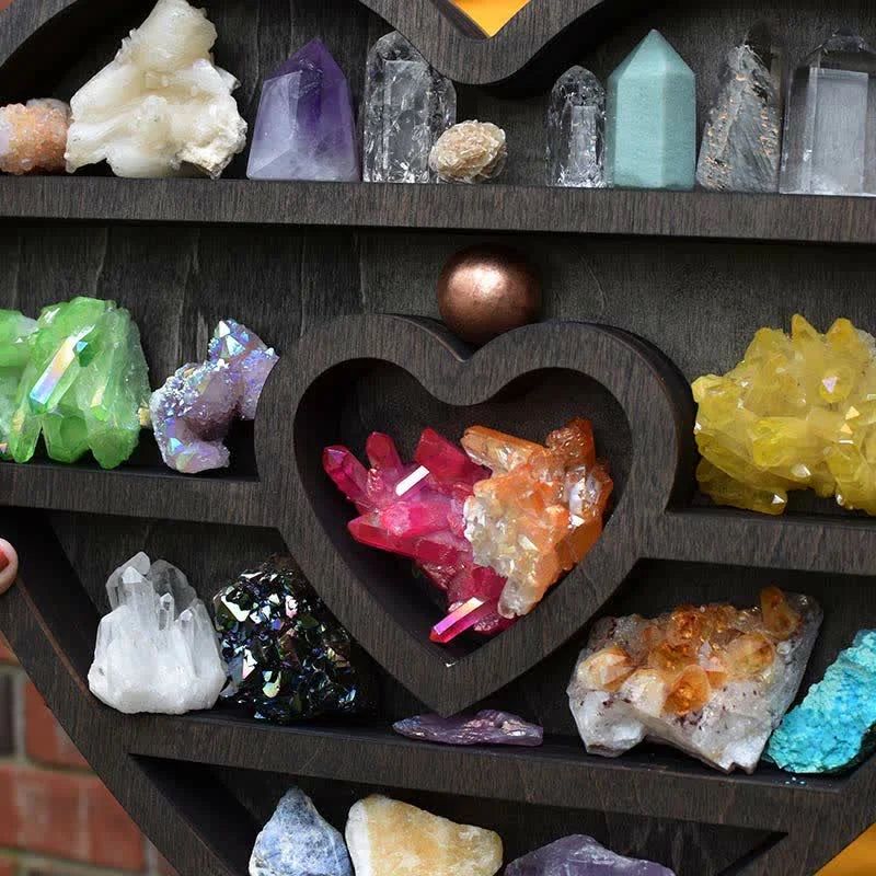 Reikistal Heart-Shaped Heart within Heart Crystal Shelf