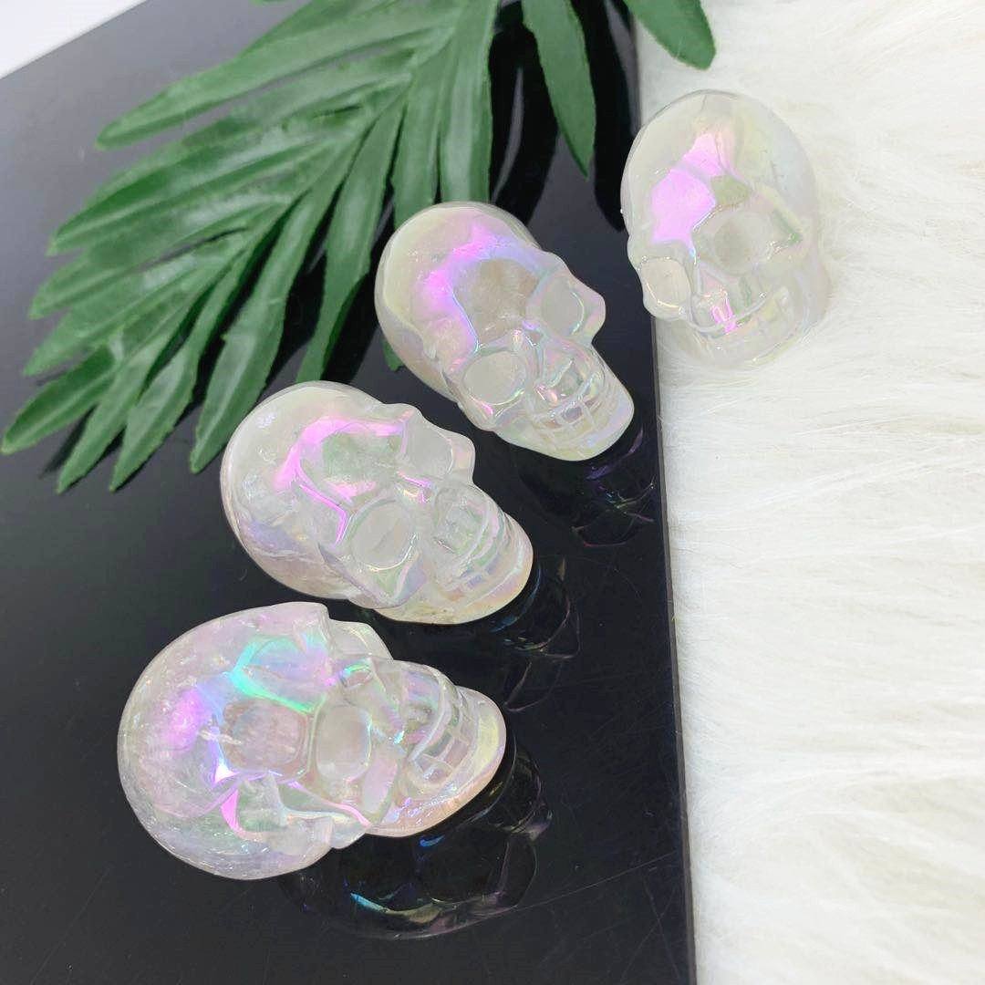 Reikistal 1.5"Angel Aura Clear Quartz Skull