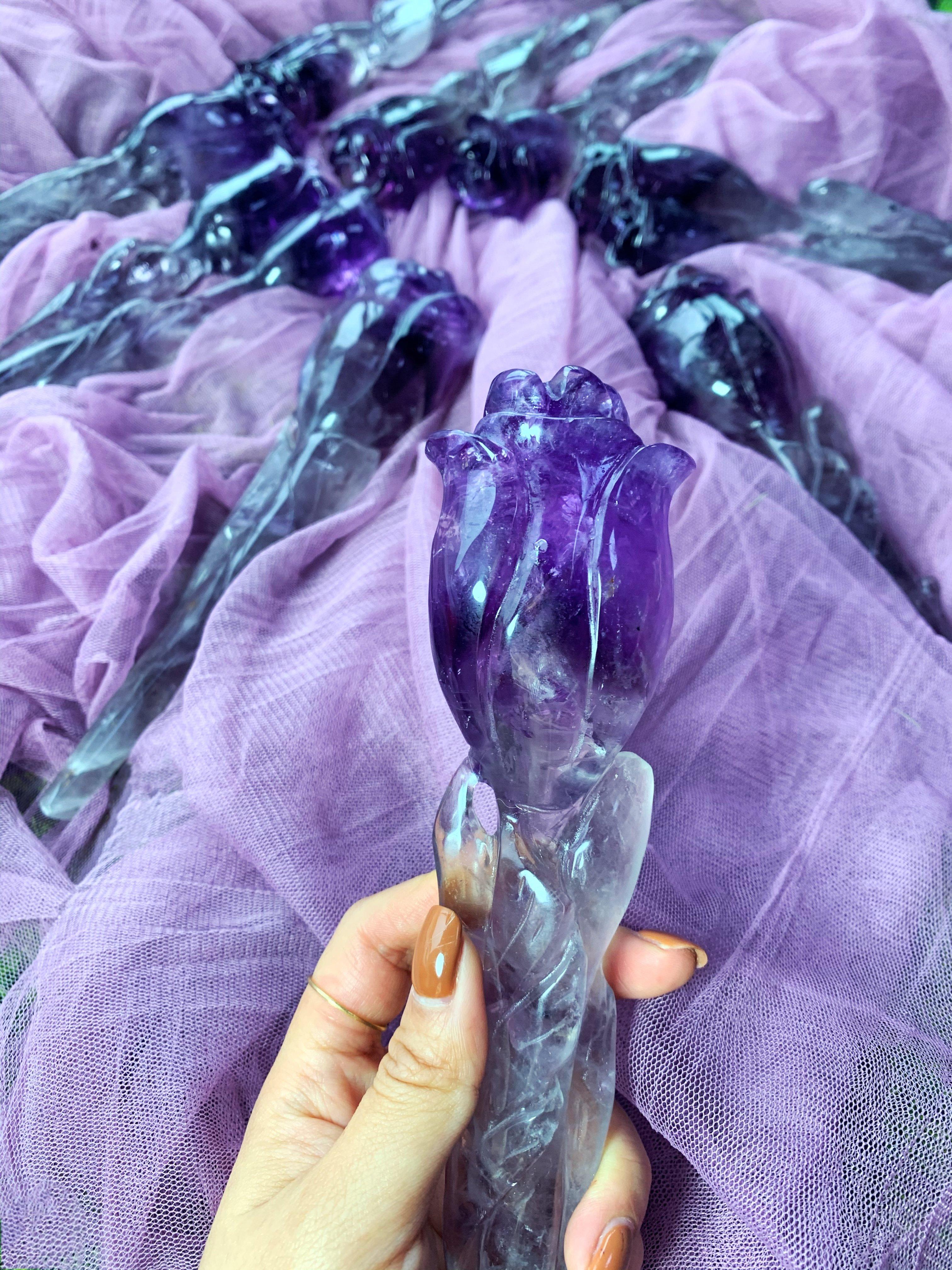 Reikistal Amethyst Rose Wand