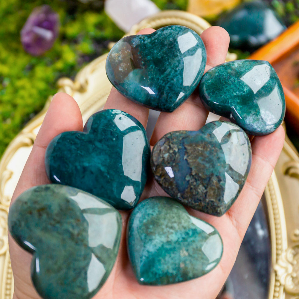 Reikistal Moss Agate Heart