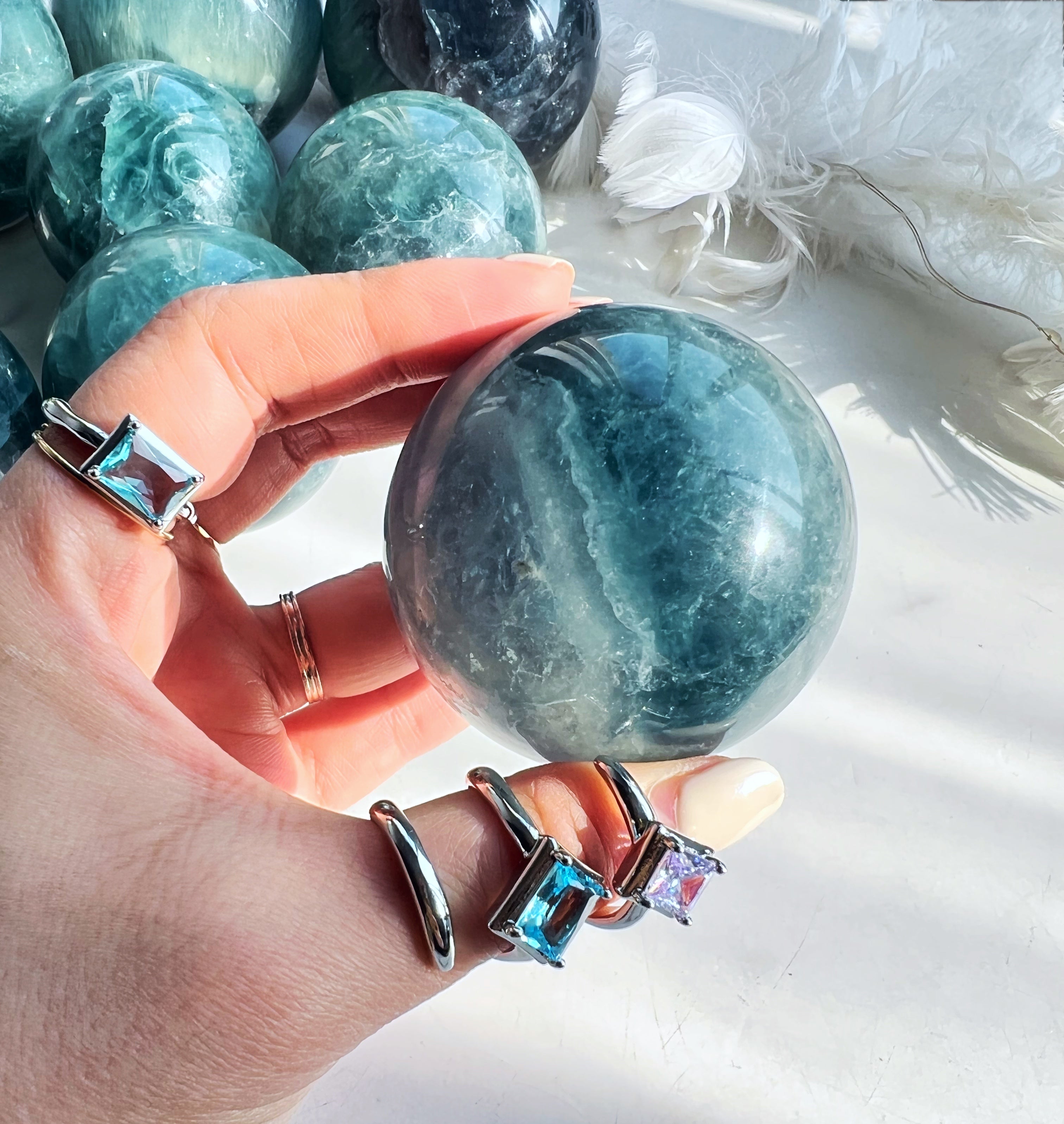 Reikistal Green Blue Fluorite Sphere