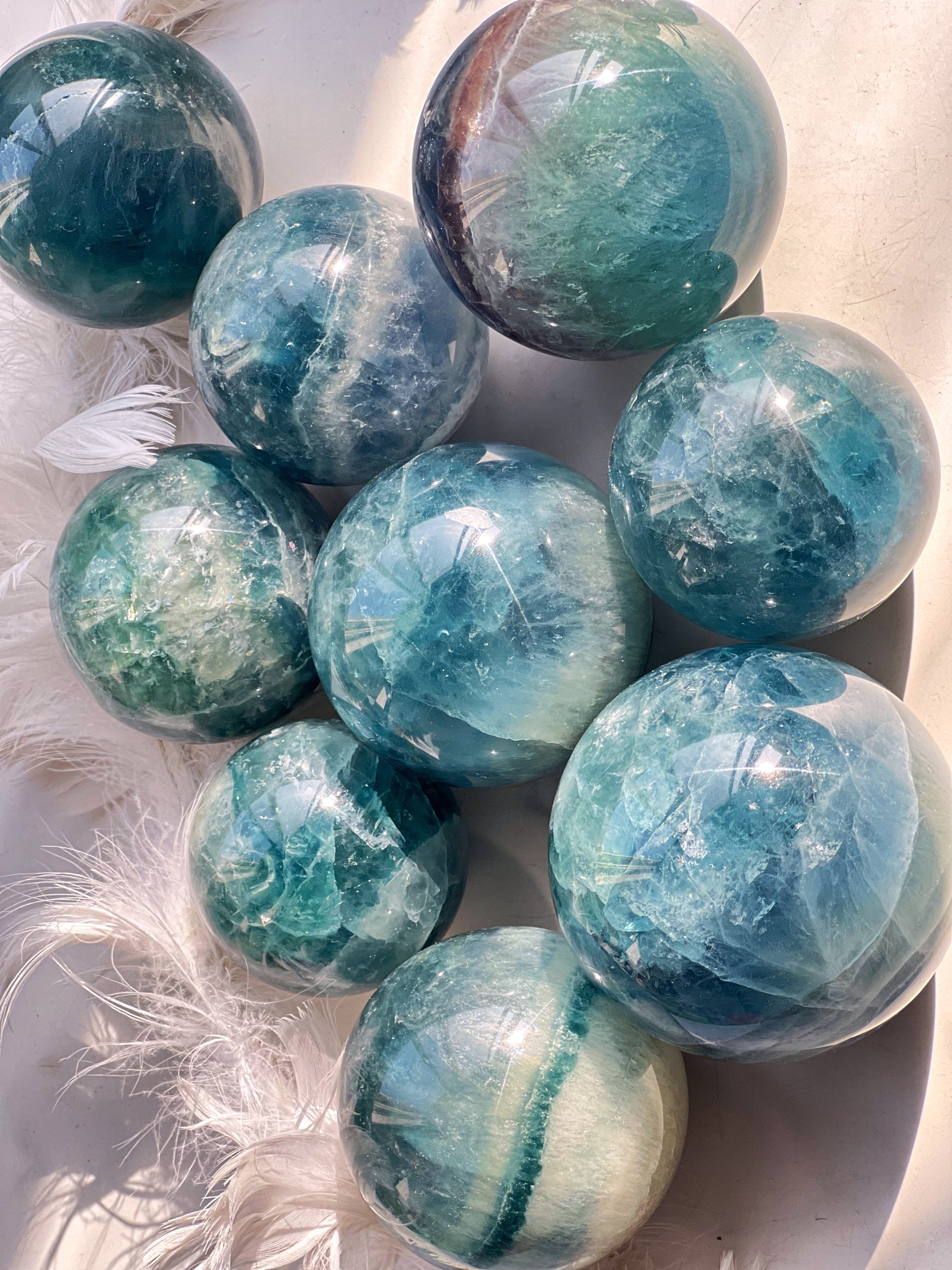 Reikistal Green Blue Fluorite Sphere