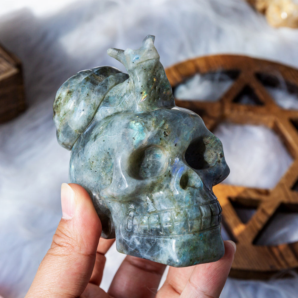 Reikistal Labradorite Snail Skull