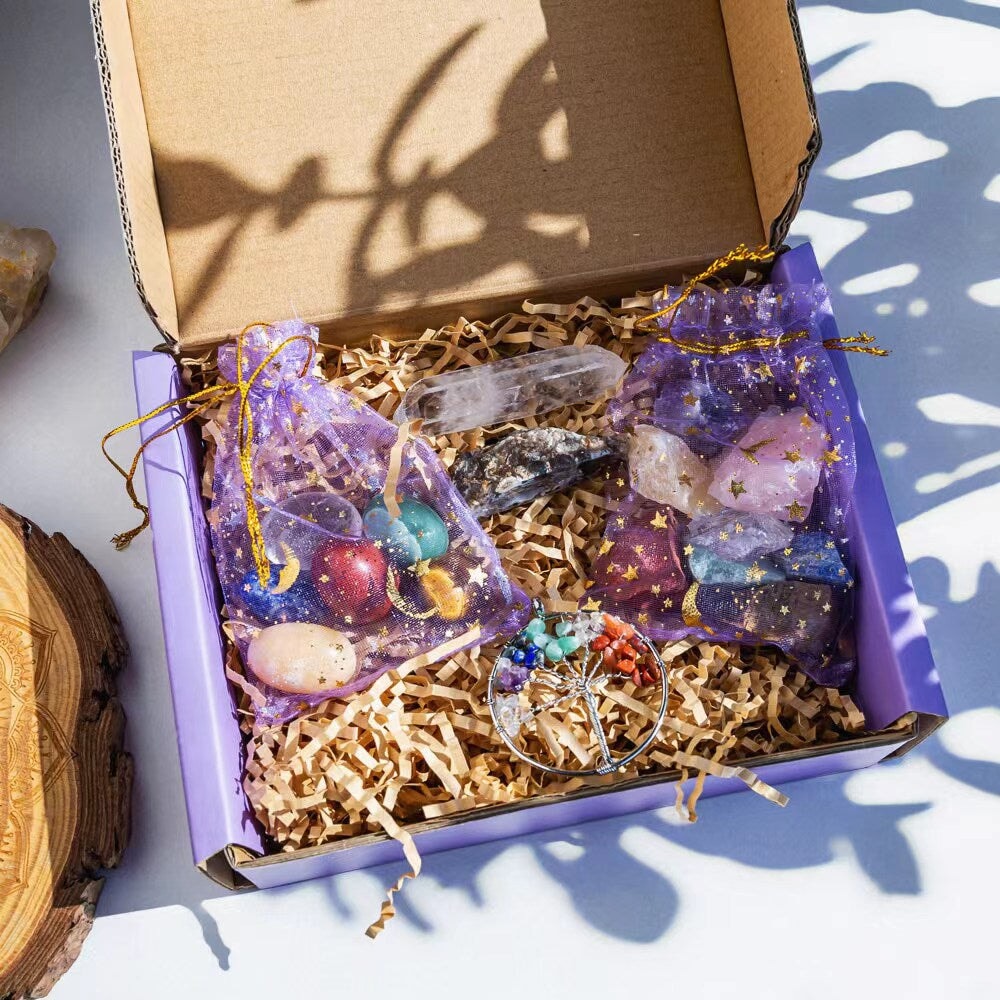 Reikistal Healing Crystals Raw/Tumbled Stone Gift Box