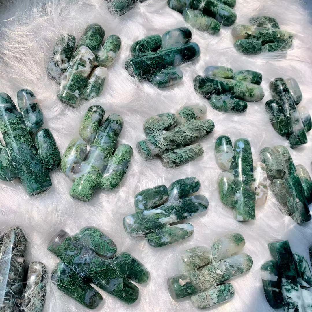 Reikistal Moss Agate Cactus