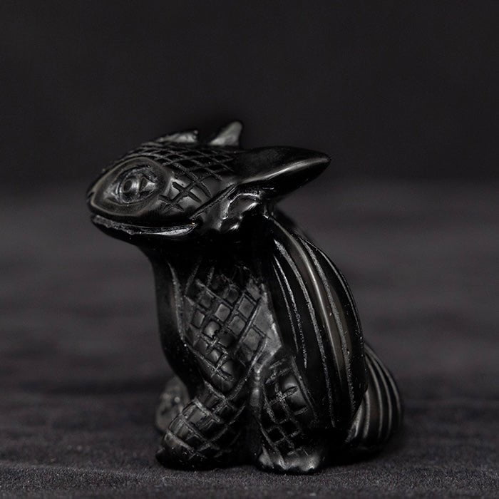 Reikistal Obsidian Crystal Dragon Talisman