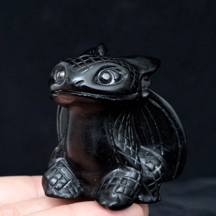 Reikistal Obsidian Crystal Dragon Talisman