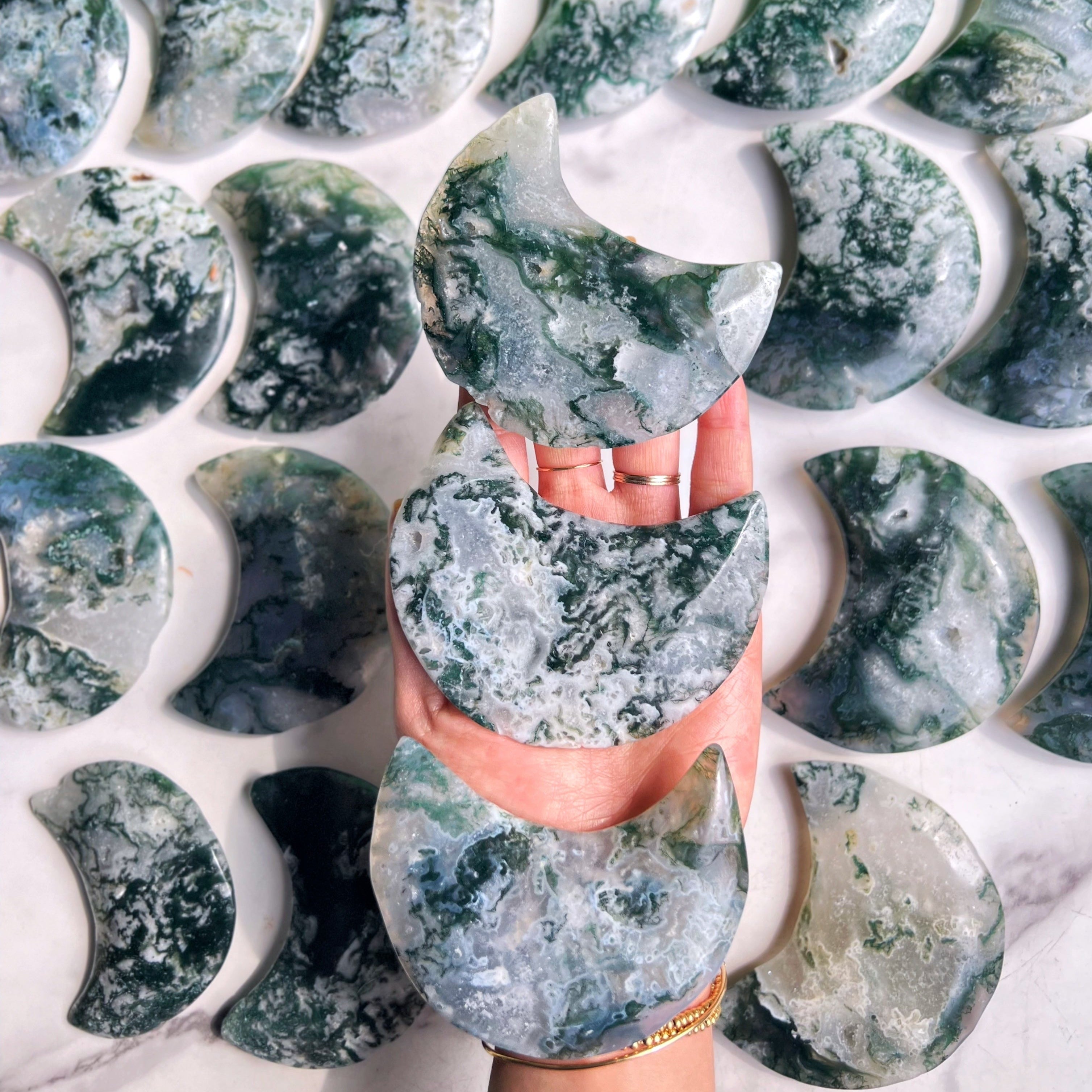 Reikistal Moss Agate Moon