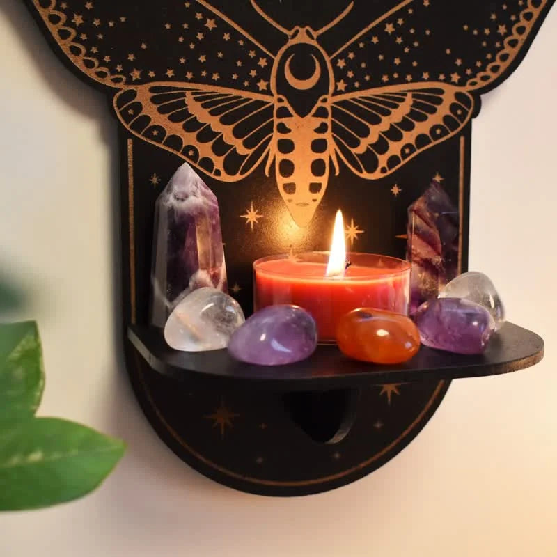 Reikistal Magical Moth Moon Altar Crystal shelf